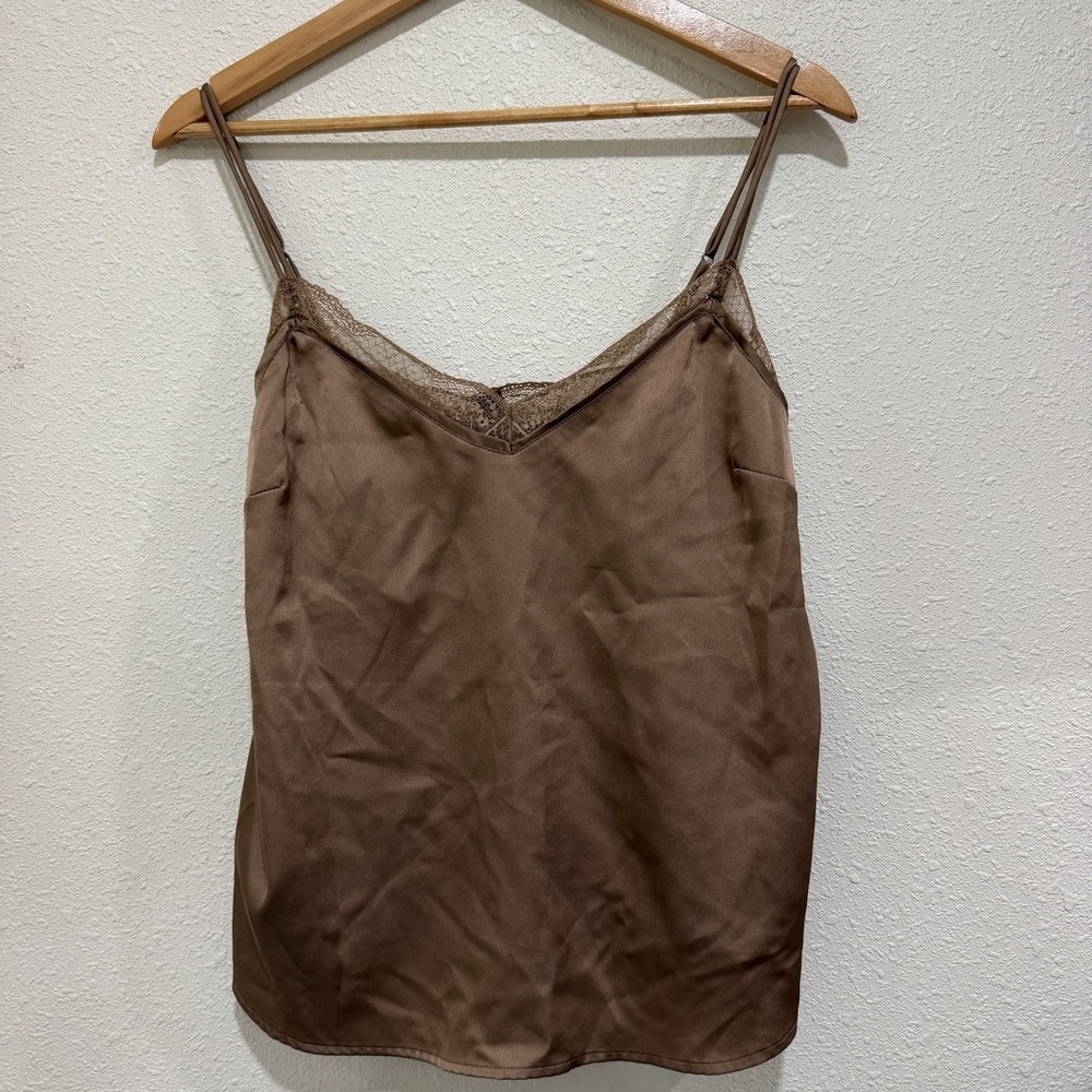Abercrombie & Fitch Women's Brown Camisole Lace Satin Romantic Size Large